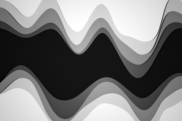 3d illustration of a stereo strip of different colors. Geometric stripes similar to waves. Abstract black and white  neon glowing crossing lines pattern