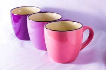 Colorful set of empty coffee cups