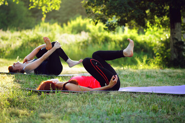 woman in the Park doing yoga