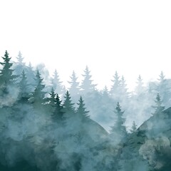 Forest in the morning fog. Background image.
