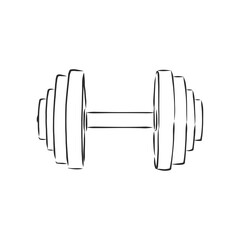 Sketch dumbbell weight, dumbbells, vector sketch illustration