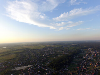 Aerial view of the saburb landscape (drone image). Near Kiev