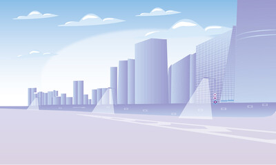 Modern city life with road vector, city with sky, vector file.
