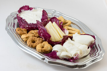 Appetizer of dairy products from Puglia Italy