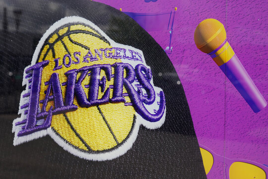 Los Angeles Lakers Sign And Logo Of Professional Basketball Club In American League