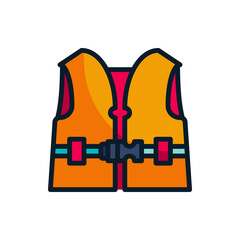 Lifejacket filled outline icons. Vector illustration. Editable stroke. Isolated icon suitable for web, infographics, interface and apps.