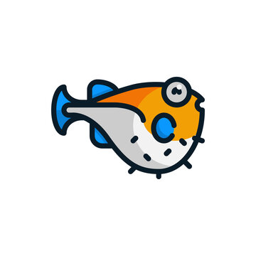 recommend clip art: Puffer fish filled outline icons. Vector illustration. Editable stroke. Isolated icon suitable for web, infographics, interface and apps.