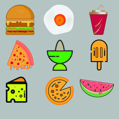 Colorful food vector icons