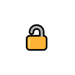 Open padlock vector flat icon. Isolated unlock, unlocked sign illustration