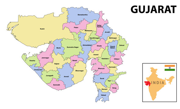 Political Map Of Gujarat State Gujarat Map Images – Browse 587 Stock Photos, Vectors, And Video | Adobe  Stock
