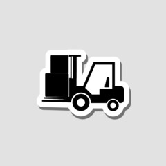 Forklift sticker icon isolated on gray background