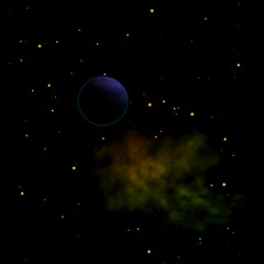 Fototapeta na wymiar Planets in a space against stars. 3D rendering.