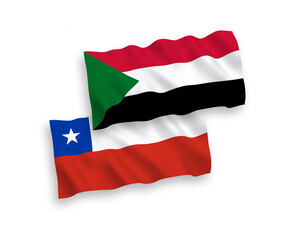 Flags of Sudan and Chile on a white background