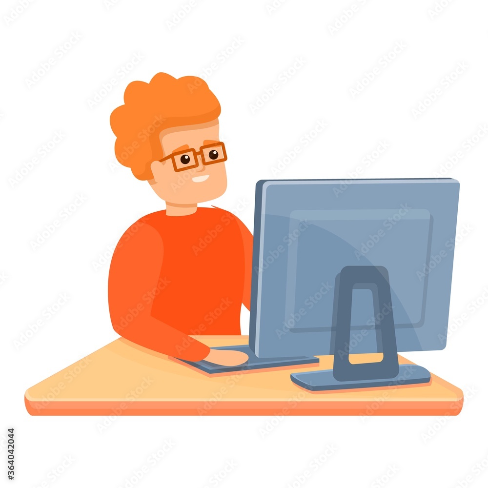 Poster programming kid new app icon. cartoon of programming kid new app vector icon for web design isolated