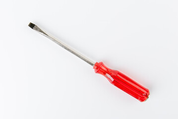 Red screwdriver isolated on white backgroud