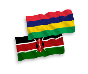 Flags of Mauritius and Kenya on a white background
