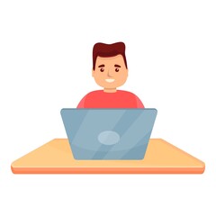 Boy scientific coding icon. Cartoon of boy scientific coding vector icon for web design isolated on white background