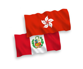 Flags of Peru and Hong Kong on a white background