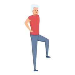 Senior man morning exercise icon. Cartoon of senior man morning exercise vector icon for web design isolated on white background