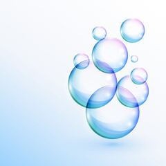 water or soap bubbles floating background design