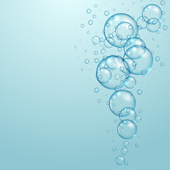blue background with floating water bubbles design