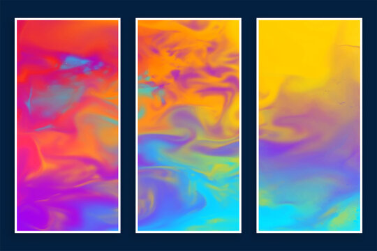 abstract colorful watercolor banners set of three