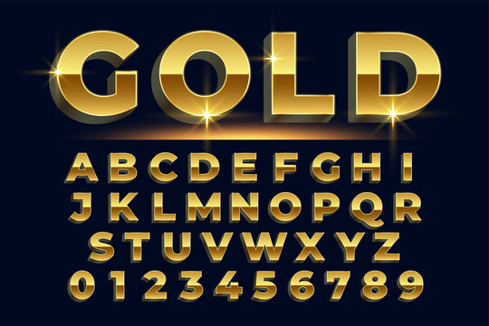 premium golden shiny text effect set of alphabets