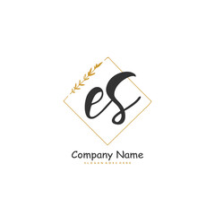 E S ES Initial handwriting and signature logo design with circle. Beautiful design handwritten logo for fashion, team, wedding, luxury logo.