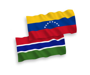Flags of Venezuela and Republic of Gambia on a white background