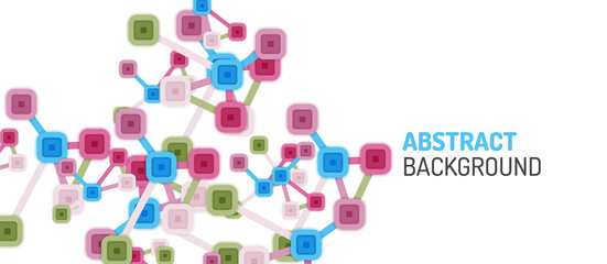 Abstract square dot connections, flat style multicolored geometric background for Wallpaper, Banner, Background, Card, Book Illustration, landing page or poster design