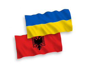 Flags of Albania and Ukraine on a white background