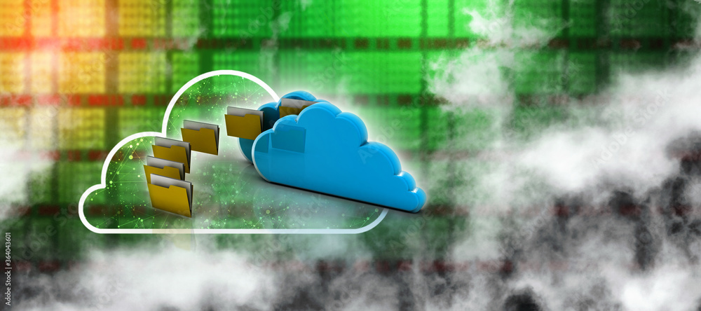 Poster 3d rendering cloud folder network