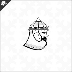 Central Asian warrior nomads, Isolated vector illustration in flat cartoon style logo . Kazakhstan.