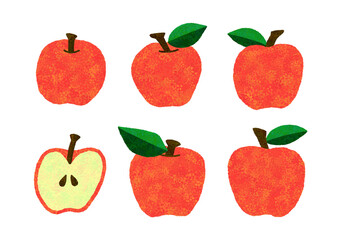 りんご リンゴ 素材感 テクスチャー 手描き ベクター イラスト