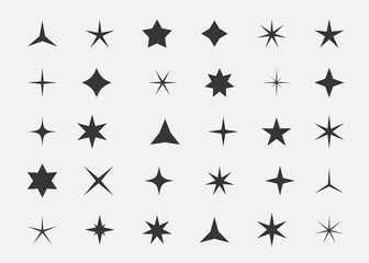 Set of stars and highlights. Star icon. Vector illustration.