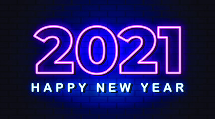 Happy new year 2021 neon style