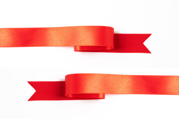 Red banners ribbons label on white