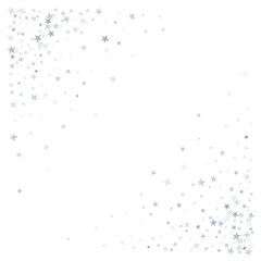 silver stars background, sparkling christmas lights confetti corner isolated on white. magic shining Flying stars glitter backdrop, sparkle vector border.