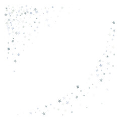 silver stars background, sparkling christmas lights confetti corner isolated on white. magic shining Flying stars glitter backdrop, sparkle vector border.