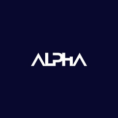 Alpha logo on dark, minimal design