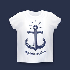 refuse to sink, nautical anchor, vector t-shirt print on mockup