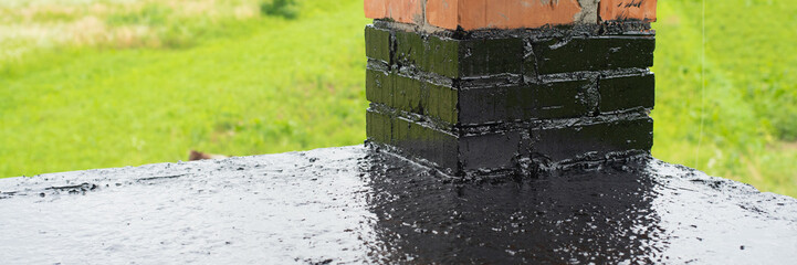 the terrace is covered with a layer of waterproofing mastic