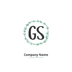 G S GS Initial handwriting and signature logo design with circle. Beautiful design handwritten logo for fashion, team, wedding, luxury logo.