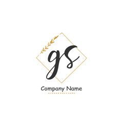 Fototapeta na wymiar G S GS Initial handwriting and signature logo design with circle. Beautiful design handwritten logo for fashion, team, wedding, luxury logo.
