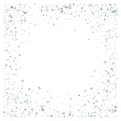 silver stars background, sparkling christmas lights confetti corner isolated on white. magic shining Flying stars glitter backdrop, sparkle vector border.
