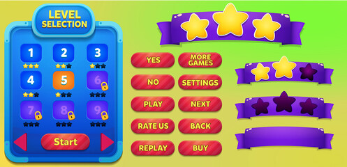 Casual Game UI Menus Popups  Buttons