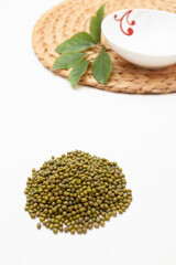 green beans on white background