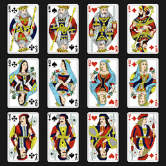 Russian Playing cards design templates, king, queen, jack.
