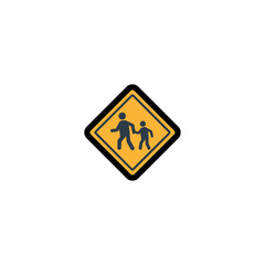 Children Crossing vector icon. Isolated Children Crossing Road Sign illustration symbol