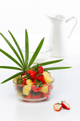 salad in the glass bowl